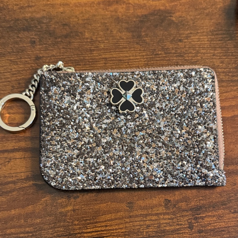 KATE SPADE Odette Gold Glitter Key Ring Mini Wallet/Card Holder